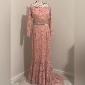 Lace Long Sleeve Off  Shoulder Mermaid Dress